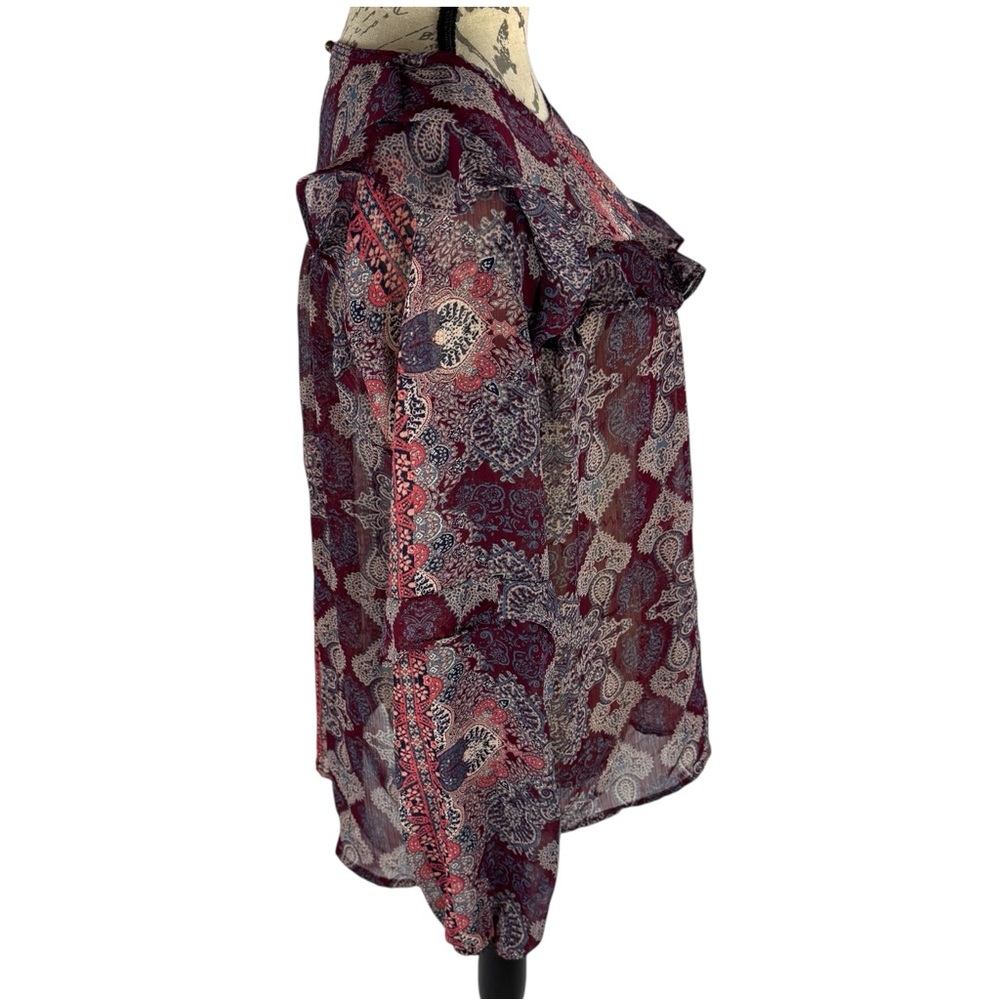 Knox Rose Womens Floral Paisley Flowy Long Sleeve Blouse - Picture 4 of 13